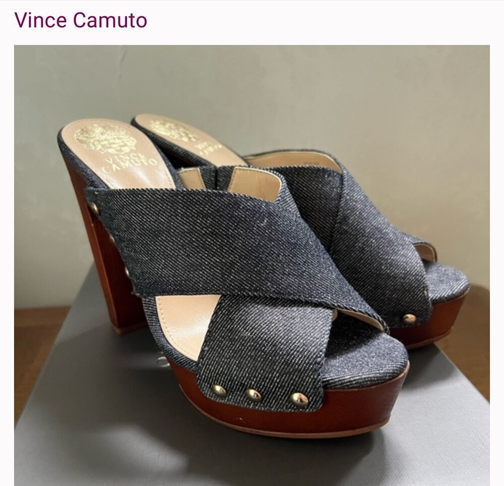 101. Vince Camuto Elora Denim Strap Platform Heel